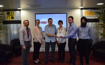 Briggs Equipment makes donation to local community group NASS, which supports people with the rare condition Ankylosing Spondylitis